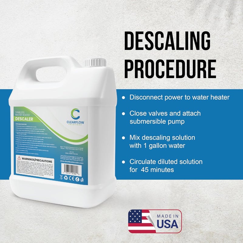 Clearflow Solutions Tankless Water Heater Descaler - Premium Descaler for Tankless Water Heater Systems, Restores Heating Efficiency, Nontoxic, Biodegradable, Made in USA! 32 Ounce (Quart) - Image 5